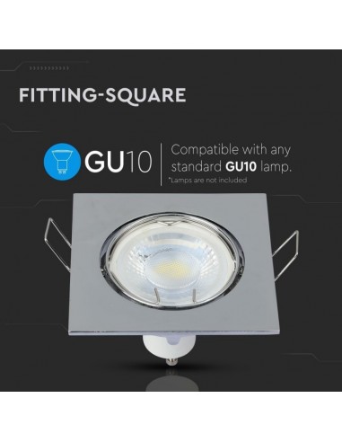 3592-Portafaretto LED da Incasso Quadrato GU e GU MR Colore Cromato Orientabile-6