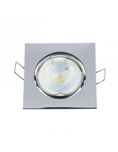 3592-Portafaretto LED da Incasso Quadrato GU e GU MR Colore Cromato Orientabile-7