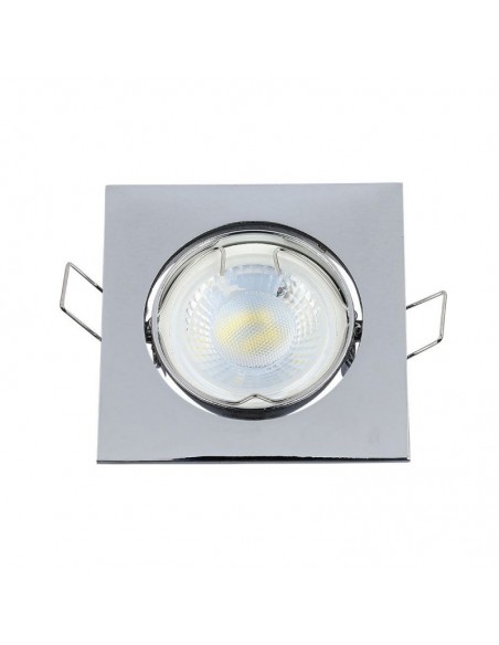 3592-Portafaretto LED da Incasso Quadrato GU e GU MR Colore Cromato Orientabile-7