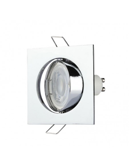 Portafaretto LED da Incasso Quadrato GU10 e GU5.3 (MR16) Cromato Orientabile