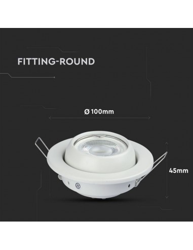 3593-Portafaretto LED da Incasso Rotondo GU e GU MR Colore Bianco Orientabile-3