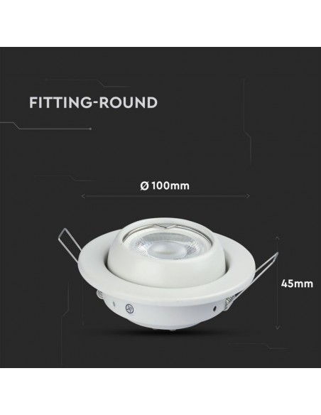3593-Portafaretto LED da Incasso Rotondo GU e GU MR Colore Bianco Orientabile-3