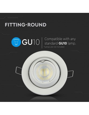3593-Portafaretto LED da Incasso Rotondo GU e GU MR Colore Bianco Orientabile-5