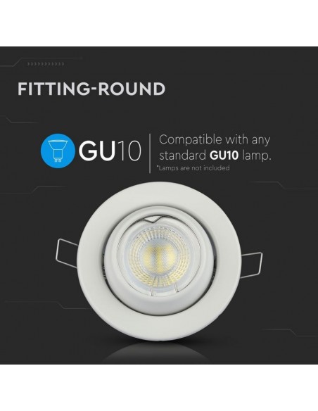 3593-Portafaretto LED da Incasso Rotondo GU e GU MR Colore Bianco Orientabile-5