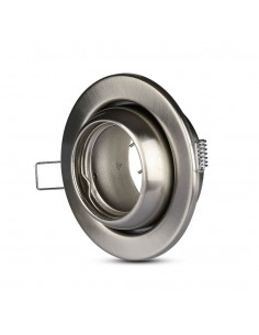 3594-Portafaretto LED da Incasso Rotondo GU e GU MR Colore Nichel Satinato Orientabile-1