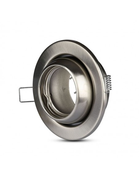 3594-Portafaretto LED da Incasso Rotondo GU e GU MR Colore Nichel Satinato Orientabile-1