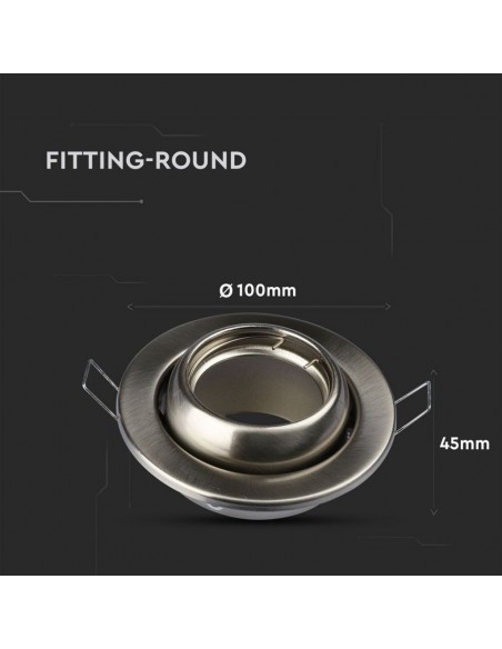 3594-Portafaretto LED da Incasso Rotondo GU e GU MR Colore Nichel Satinato Orientabile-3