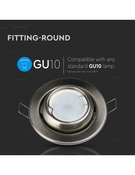 3594-Portafaretto LED da Incasso Rotondo GU e GU MR Colore Nichel Satinato Orientabile-5
