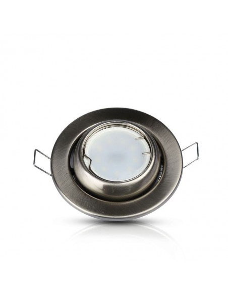 3594-Portafaretto LED da Incasso Rotondo GU e GU MR Colore Nichel Satinato Orientabile-7