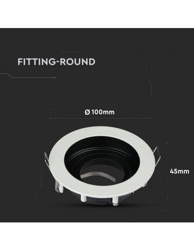 3595-Portafaretto LED da Incasso Rotondo GU e GU MR Colore Bianco Orientabile-3