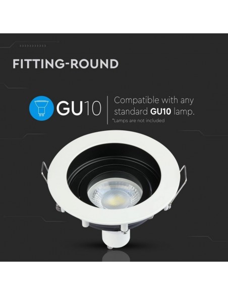 3595-Portafaretto LED da Incasso Rotondo GU e GU MR Colore Bianco Orientabile-5