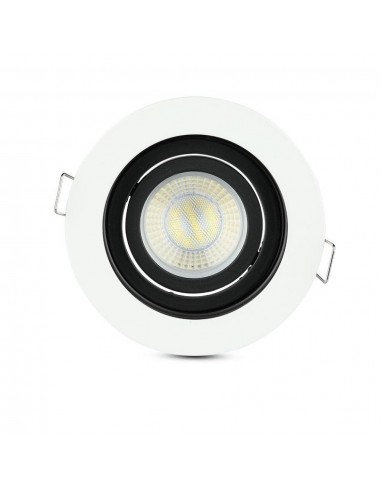 3595-Portafaretto LED da Incasso Rotondo GU e GU MR Colore Bianco Orientabile-7