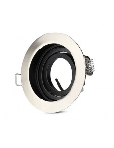 3596-Portafaretto LED da Incasso Rotondo GU e GU MR Colore Nichel Satinato Orientabile-1