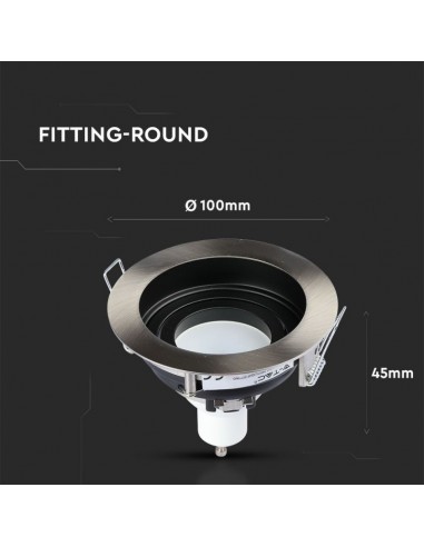 3596-Portafaretto LED da Incasso Rotondo GU e GU MR Colore Nichel Satinato Orientabile-3