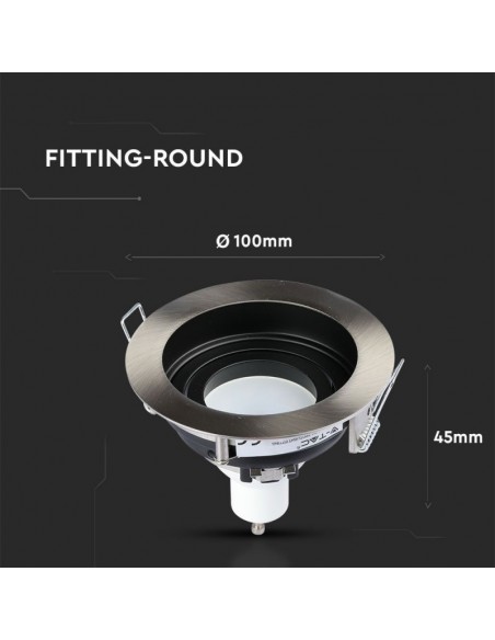 3596-Portafaretto LED da Incasso Rotondo GU e GU MR Colore Nichel Satinato Orientabile-3