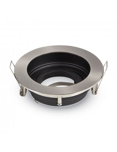 3596-Portafaretto LED da Incasso Rotondo GU e GU MR Colore Nichel Satinato Orientabile-5