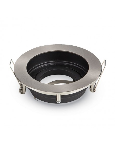 3596-Portafaretto LED da Incasso Rotondo GU e GU MR Colore Nichel Satinato Orientabile-5