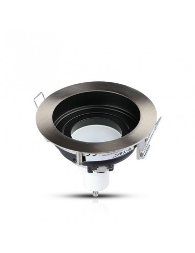 3596-Portafaretto LED da Incasso Rotondo GU e GU MR Colore Nichel Satinato Orientabile-6