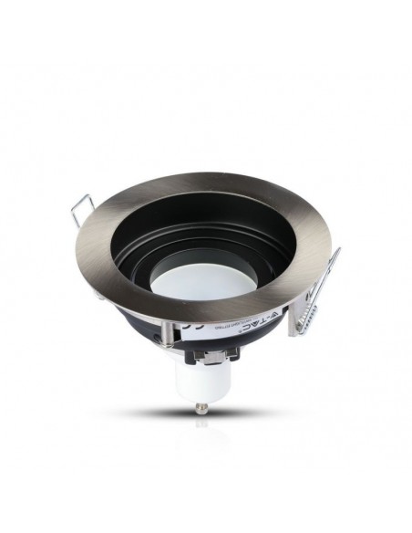 3596-Portafaretto LED da Incasso Rotondo GU e GU MR Colore Nichel Satinato Orientabile-6