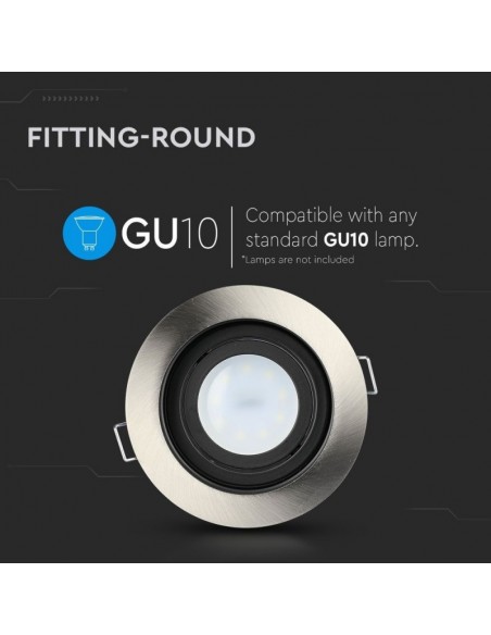 Portafaretto LED da Incasso Rotondo GU10 e GU5.3 (MR16) Nichel Satinato Orientabile