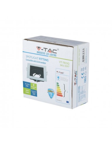 3597-Portafaretto LED da Incasso Quadrato GU e GU MR Colore Bianco Orientabile-2