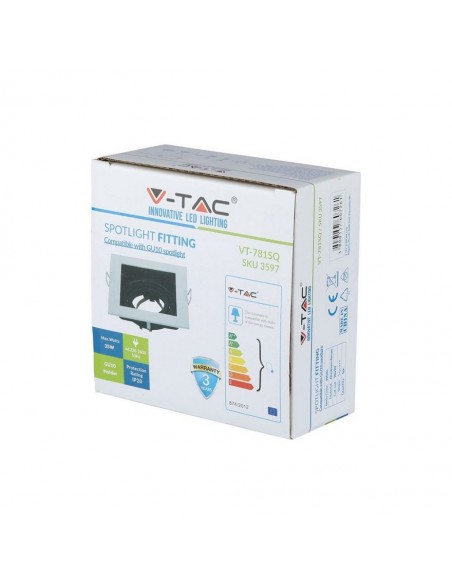 3597-Portafaretto LED da Incasso Quadrato GU e GU MR Colore Bianco Orientabile-2