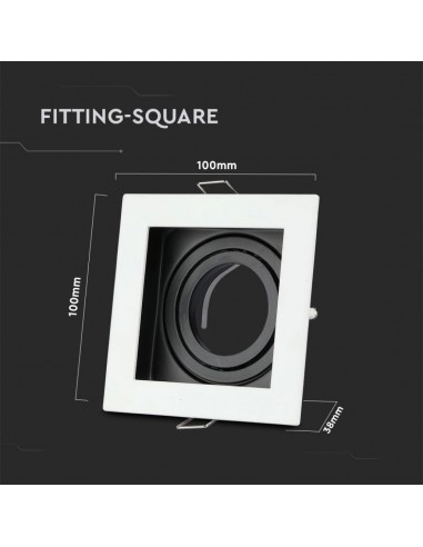 3597-Portafaretto LED da Incasso Quadrato GU e GU MR Colore Bianco Orientabile-3