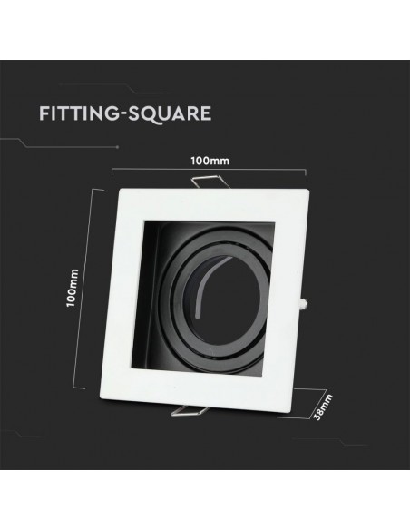 3597-Portafaretto LED da Incasso Quadrato GU e GU MR Colore Bianco Orientabile-3
