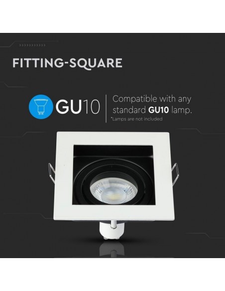 3597-Portafaretto LED da Incasso Quadrato GU e GU MR Colore Bianco Orientabile-5