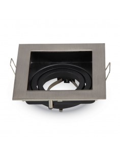 3598-Portafaretto LED da Incasso Quadrato GU e GU MR Colore Nichel Satinato Orientabile-1