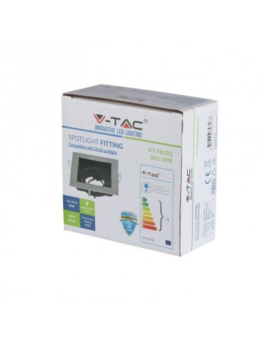 3598-Portafaretto LED da Incasso Quadrato GU e GU MR Colore Nichel Satinato Orientabile-2