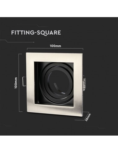 3598-Portafaretto LED da Incasso Quadrato GU e GU MR Colore Nichel Satinato Orientabile-3