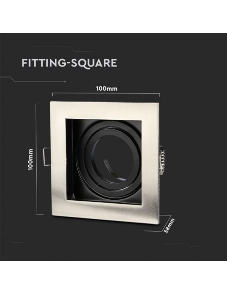 3598-Portafaretto LED da Incasso Quadrato GU e GU MR Colore Nichel Satinato Orientabile-3