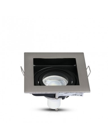 3598-Portafaretto LED da Incasso Quadrato GU e GU MR Colore Nichel Satinato Orientabile-6