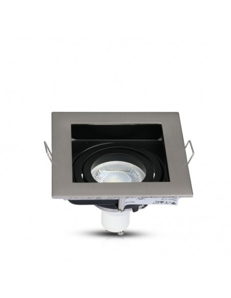 3598-Portafaretto LED da Incasso Quadrato GU e GU MR Colore Nichel Satinato Orientabile-6