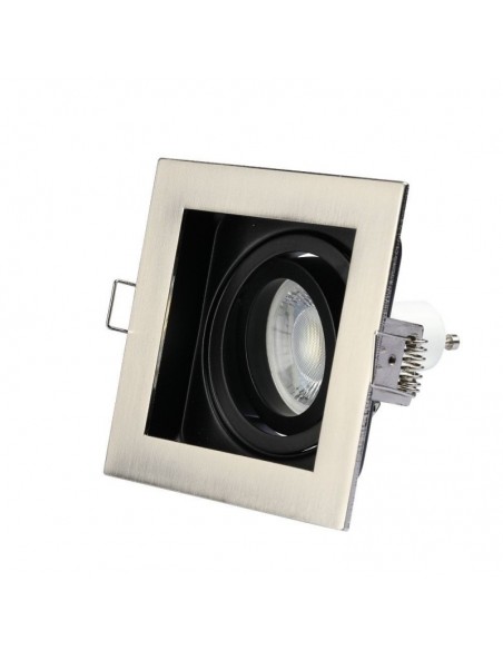 Portafaretto LED da Incasso Quadrato GU10 e GU5.3 (MR16) Nichel Satinato Orientabile