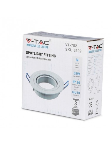 3599-Portafaretto LED da Incasso Rotondo GU e GU MR Colore Bianco Orientabile-7