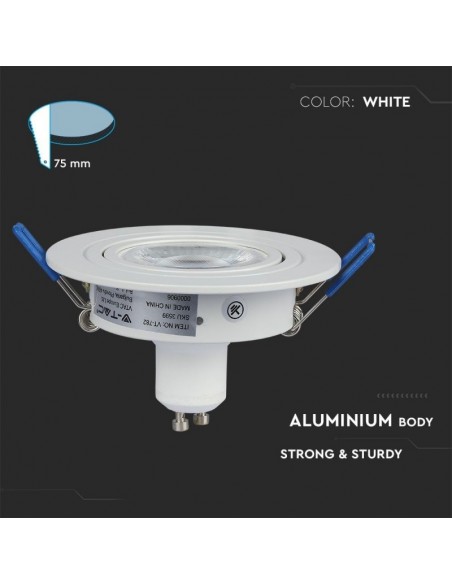 Portafaretto LED da Incasso Rotondo GU10 e GU5.3 (MR16) Bianco Orientabile