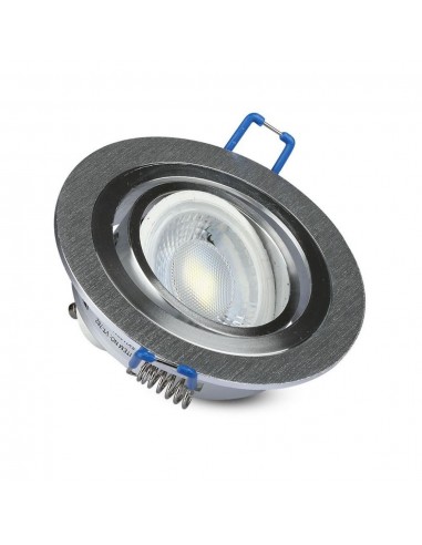 3600-Portafaretto LED da Incasso Rotondo GU e GU MR in Alluminio Spazzolato Orientabile-3