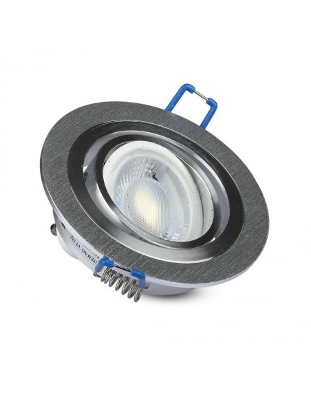 3600-Portafaretto LED da Incasso Rotondo GU e GU MR in Alluminio Spazzolato Orientabile-3