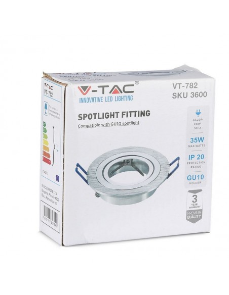 Portafaretto LED da Incasso Rotondo GU10 e GU5.3 (MR16) in Alluminio Spazzolato Orientabile