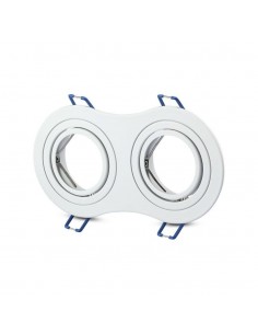 3601-Portafaretto LED Doppio da Incasso Rotondo xGU e GU MR Colore Bianco Orientabile-1