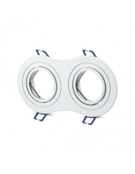 3601-Portafaretto LED Doppio da Incasso Rotondo xGU e GU MR Colore Bianco Orientabile-1