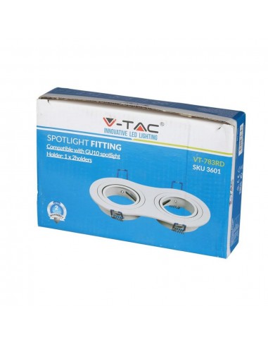 3601-Portafaretto LED Doppio da Incasso Rotondo xGU e GU MR Colore Bianco Orientabile-2