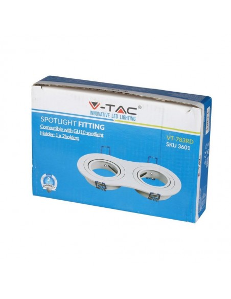 3601-Portafaretto LED Doppio da Incasso Rotondo xGU e GU MR Colore Bianco Orientabile-2