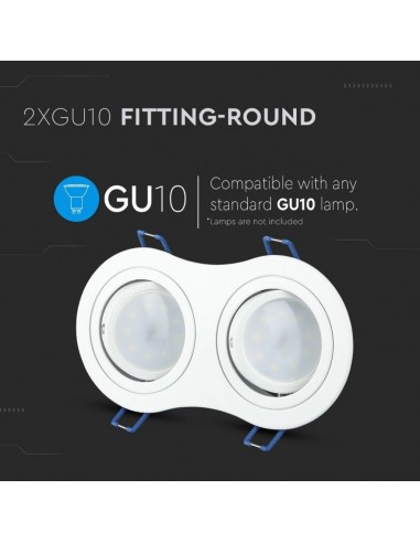 3601-Portafaretto LED Doppio da Incasso Rotondo xGU e GU MR Colore Bianco Orientabile-5