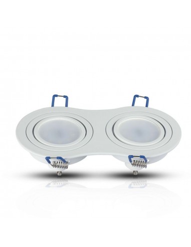 3601-Portafaretto LED Doppio da Incasso Rotondo xGU e GU MR Colore Bianco Orientabile-7