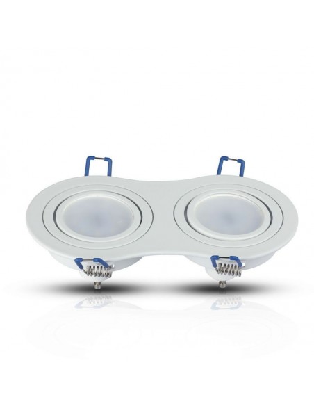 3601-Portafaretto LED Doppio da Incasso Rotondo xGU e GU MR Colore Bianco Orientabile-7