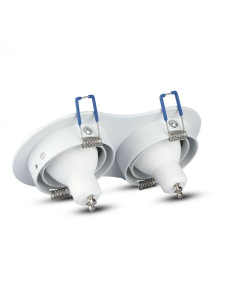 Portafaretto LED Doppio da Incasso Rotondo 2*GU10 e GU5.3 (MR16) Bianco Orientabile