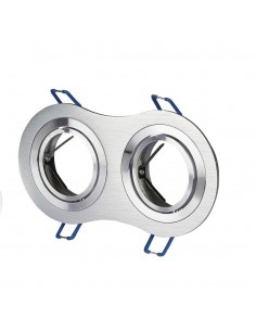 3602-Portafaretto LED Doppio da Incasso Rotondo xGU e GU MR in Alluminio Spazzolato Orientabile-1